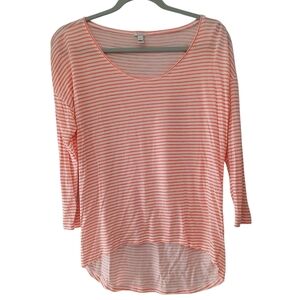 J. Crew Coral Striped Long Sleeve Tee